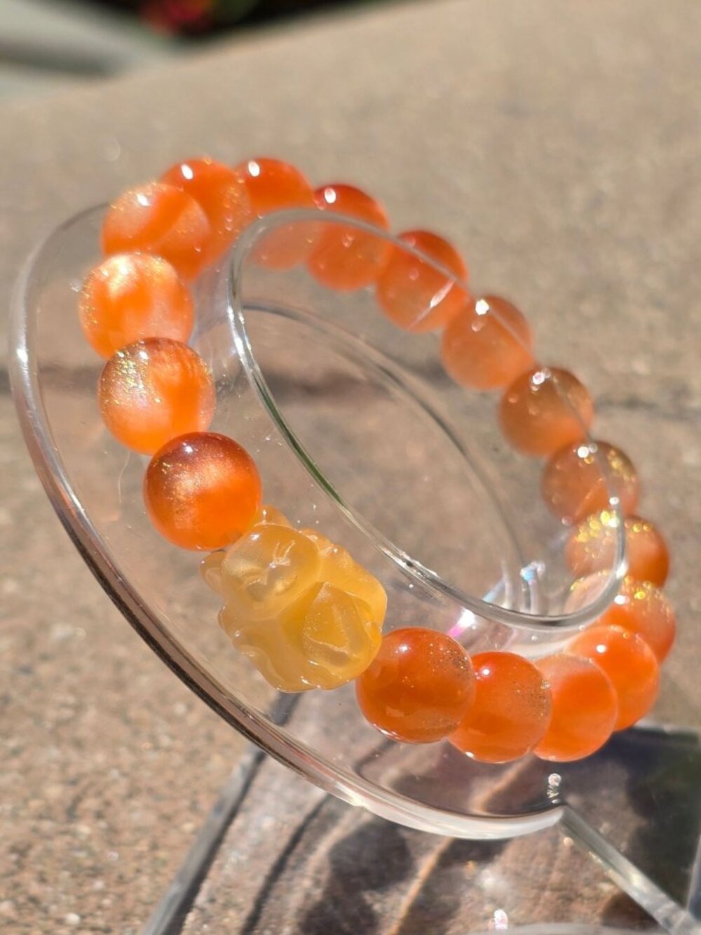Handmade ✦ UV Reactive Color‑Changing Bracelet ✦ Nine‑Tail Fox Accent 10mm NWT - Picture 14 of 16